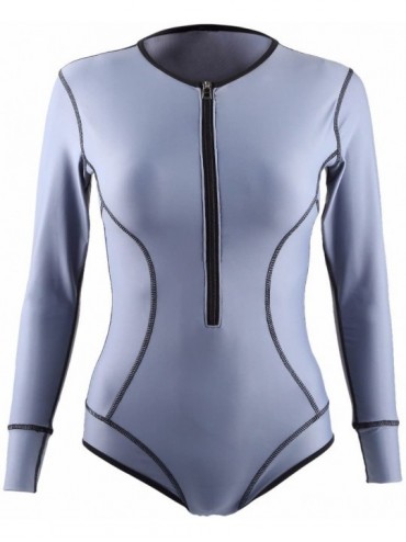 Racing One Piece Swimsuits for Women-Sun Protection Long Sleeve Rash Guards Surfing Beachwear - 4-grey - C6189UDG8SO $45.47