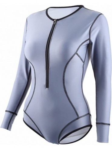Racing One Piece Swimsuits for Women-Sun Protection Long Sleeve Rash Guards Surfing Beachwear - 4-grey - C6189UDG8SO $24.53