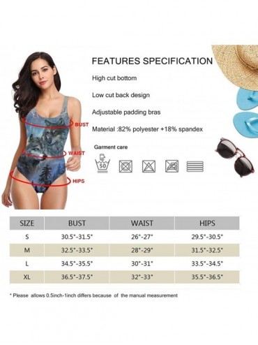 One-Pieces Howling Wolf Wildlife Animals Swimwear for Women Girl One Piece Bathing Suit Tummy Control Backless Swimsuit Black...