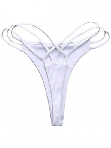 Bottoms Womens Sexy Cross Bottoms Swimsuit Bikini Swimwear Thong V Swim Trunks - White - CW195WTNUMH $17.25