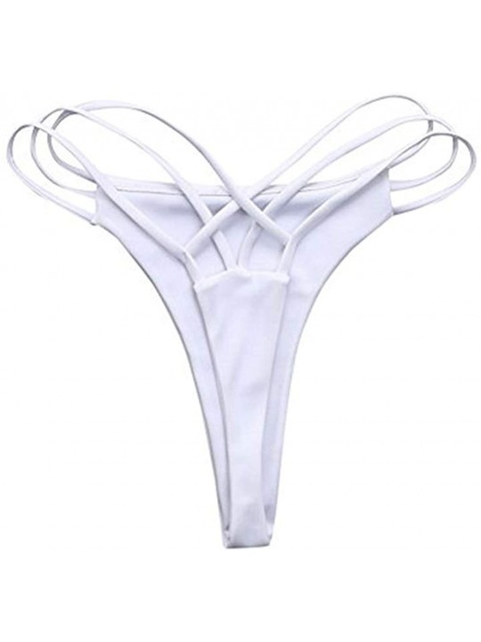 Bottoms Womens Sexy Cross Bottoms Swimsuit Bikini Swimwear Thong V Swim Trunks - White - CW195WTNUMH $10.63