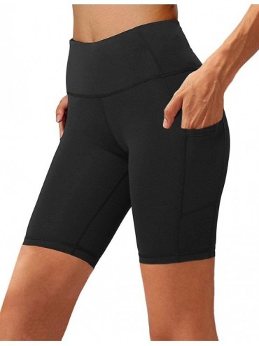 Cover-Ups Women's High Waist Yoga Short Side Pocket Workout Tummy Control Bike Shorts Running Exercise Spandex Leggings Black...