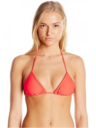 Tops Women's Wild Card Pom Pom Triangle Bikini Top - Hot Mess - CA11P3011AB $55.81