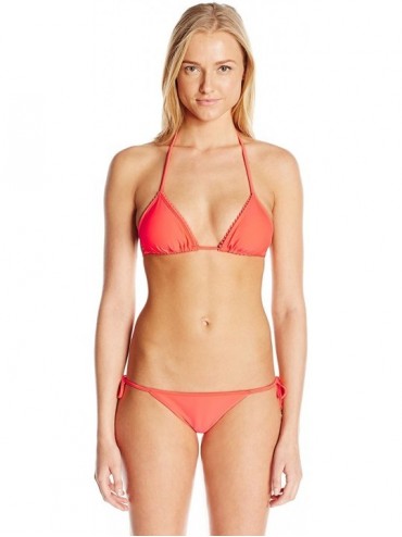 Tops Women's Wild Card Pom Pom Triangle Bikini Top - Hot Mess - CA11P3011AB $55.81