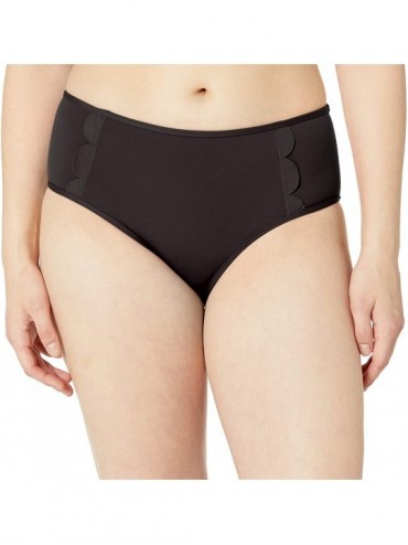 Tankinis Women's Petal Edge Mid Rise Bikini Bottom Swimsuit - Seafolly Black - CQ18T025G6W $42.65