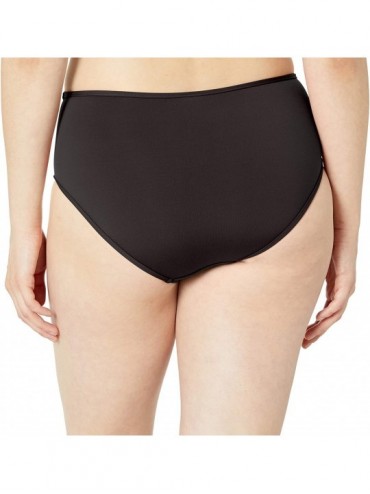 Tankinis Women's Petal Edge Mid Rise Bikini Bottom Swimsuit - Seafolly Black - CQ18T025G6W $42.65
