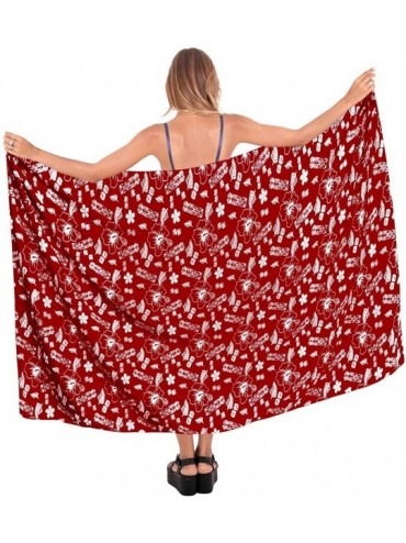Cover-Ups Women's Plus Size Beach Sarong Cover Up Swimwear Wrap Pareo Full Long I - Spooky Red_i640 - CX17YKEERAD $26.95