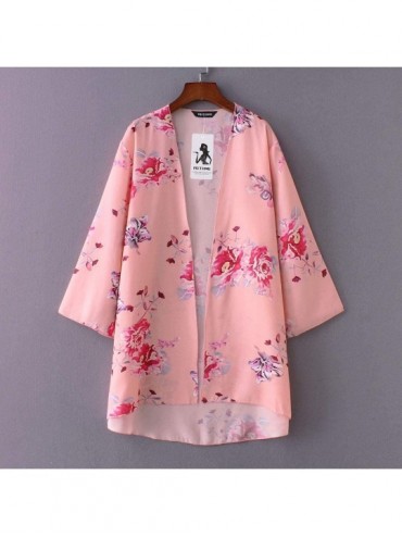 Cover-Ups Kimono for Womens- Fashion Cover Blouse Tops Print Beach Smock Cardigans - 5453pink - C918RETD6QT $19.20