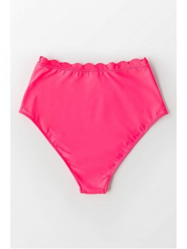 Bottoms Women's Tummy Coverage Bikini Bottom - Neon Pink - CN19CZMQA0Z $17.53