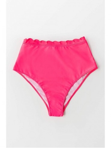 Bottoms Women's Tummy Coverage Bikini Bottom - Neon Pink - CN19CZMQA0Z $17.53