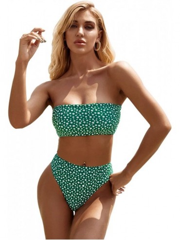 Sets Women's Summer Two Piece Swimsuits Bandeau Bikini Set - Green-2 - CH190HM8D3G $22.61