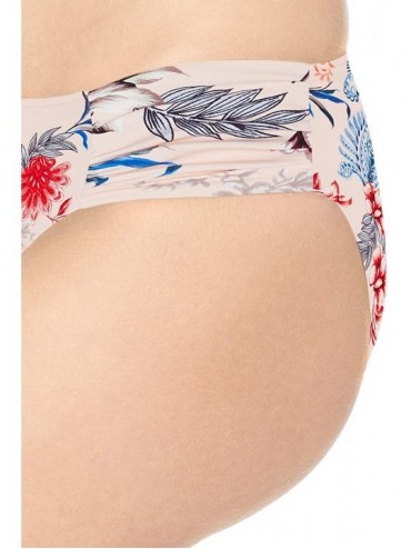 Bottoms Women's Ruched Side Retro Medium Coverage Bikini Bottom Swimsuit - Water Garden Petal - CJ18GRDXYE5 $44.69