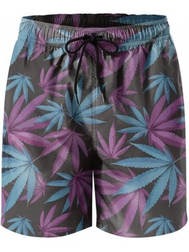 Board Shorts Raw Cannabis Weed All-Match Watersports Swim Board Shorts - Raw Cannabis Weed - CS199SHTE89 $61.61