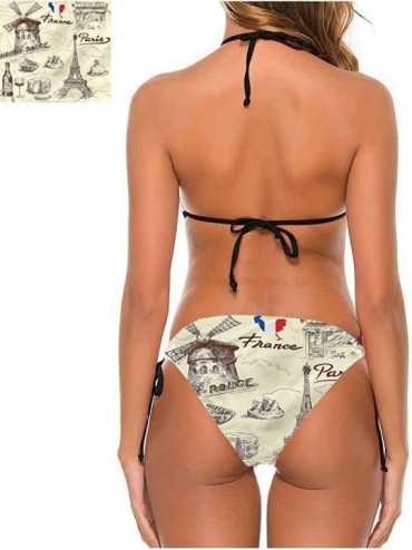 Sets Bikini Swimsuits with Tribal High Waist Bikini Historical Paris Sky - Multi 15 - CJ190EXZ2OW $37.01