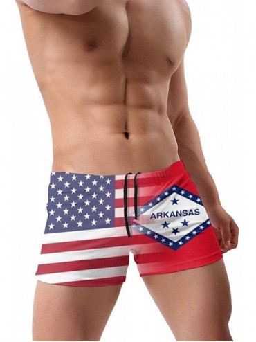 Briefs American Bolivia Flag Men's Quick Dry Swimsuit Boxer Trunks Square Cut Bathing Suits - American Arkansas State Flag - ...