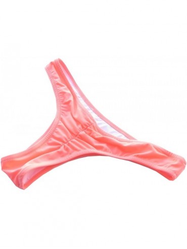 Bottoms Brazilian V Cheeky Ruched Bikini Bottom Women's Swimwear Junior's Classic Surf Hipster Ruffle Y-Style - Pink - CR18C3...