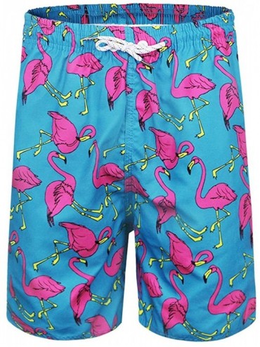 Board Shorts Mens Printed Swim Trunks Beach Shorts with Drawstring - Dark Blue - CR18G0HCMOK $19.43