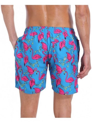 Board Shorts Mens Printed Swim Trunks Beach Shorts with Drawstring - Dark Blue - CR18G0HCMOK $12.34