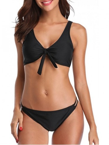 Sets Women's Halter Triangle Bikini Swimsuits String Two Piece Bathing Suit - High Rise/Black - CA18EL8E5Z2 $25.57
