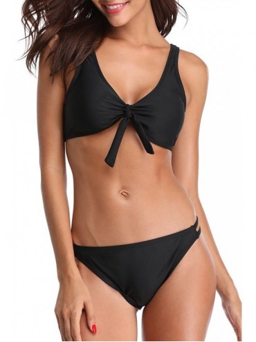 Sets Women's Halter Triangle Bikini Swimsuits String Two Piece Bathing Suit - High Rise/Black - CA18EL8E5Z2 $12.78