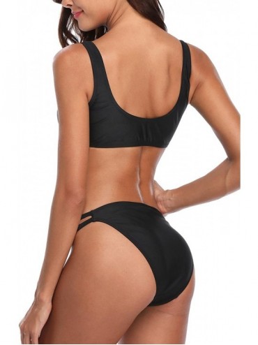 Sets Women's Halter Triangle Bikini Swimsuits String Two Piece Bathing Suit - High Rise/Black - CA18EL8E5Z2 $12.78
