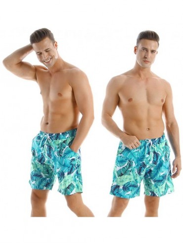 Trunks Daddy and Me Palm Printing Swim Trunks Matching Swimwear Quick Dry Surfing Beach Shorts Summer Underwear - Blue-2 - CA...