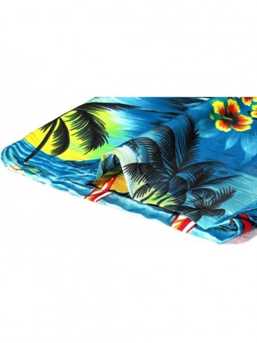 Cover-Ups Men's Beach Camp Party Button Up Short Sleeve Hawaiian Shirt - Teal Blue_w35 - CP1885Q8LQW $20.85