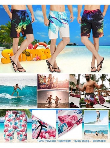 Board Shorts Extreme Comfort Cargo Short Big & Tall Board Shorts for Men Boy- Loose Beachwear - Psychedelic Purple Flowers - ...
