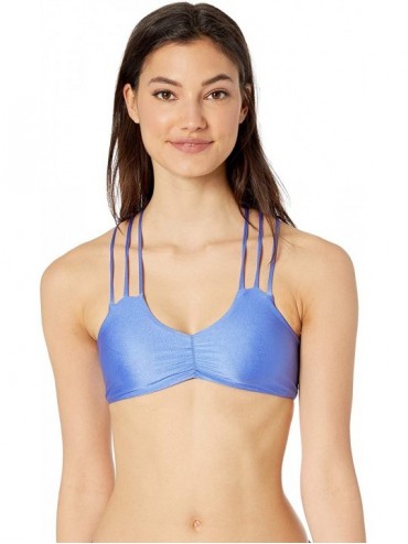 Tops Women's Glee Four Way Bralette Bikini Top Swimsuit - Wedgewood Blue Shimmer/Blue Floral - CA18HSG3EW0 $62.82