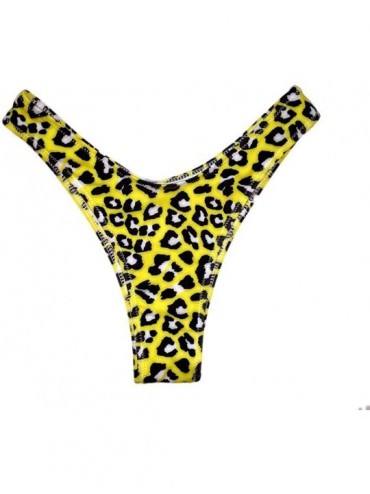 Rash Guards Women's Hot Summer Brazilian Floral Printed Beachwear Bikini Bottom Thong Swimwear Multicolor - Yellow2 - CY196UM...
