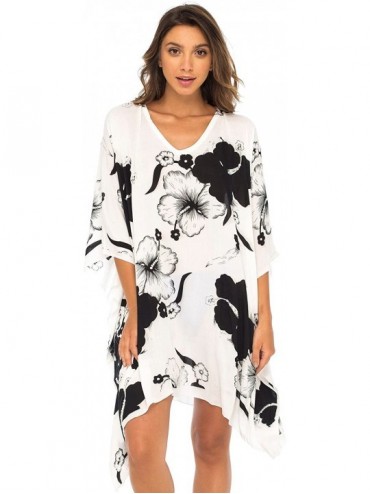 Cover-Ups Womens Swimwear Cover Up- Floral Beach Dress for Bikini Swimsuit with Sequins - Black - C518D9H58S7 $60.30