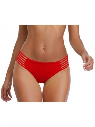 Bottoms Women's Mermaid Bandeau Push Up Bikini top Bikini Swimwear(FBA) - B-red - CZ187ACRIQS $28.75
