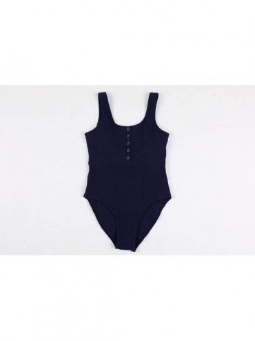 One-Pieces Women's V Neck One Piece Tummy Control Backless Swimsuits Cheeky Bathing Suit Swimwear Beachwear - Navy - C218SXGX...