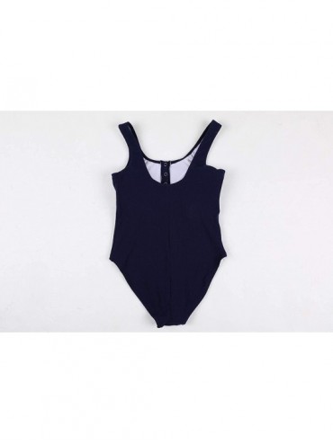 One-Pieces Women's V Neck One Piece Tummy Control Backless Swimsuits Cheeky Bathing Suit Swimwear Beachwear - Navy - C218SXGX...