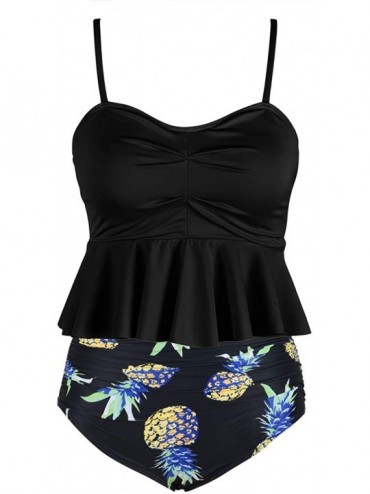 Sets Women's High Waisted Bikini Ruffle Flounce Two Piece Bathing Suits Cutout Swimsuits - A-black Pineapple - C1194QZWCYR $1...