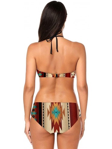 Bottoms Women's Bikini 2 Piece Halter Neck High Waist Padded Swimsuit Tankini Set - Color9 - C3199NE2CSG $35.75