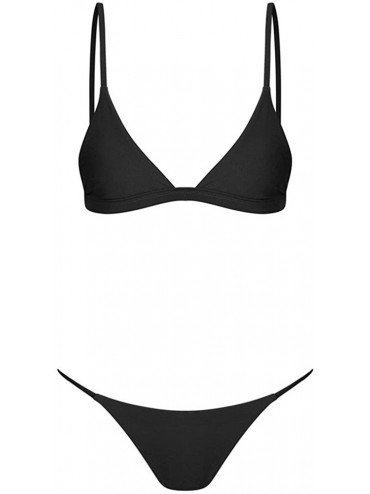 Sets Women's Sexy Bandeau Bikini Set Push Up Paded Two-Piece Swimwear Thong Brazilian Bathing Suit - C-black - C119033Q0MM $1...