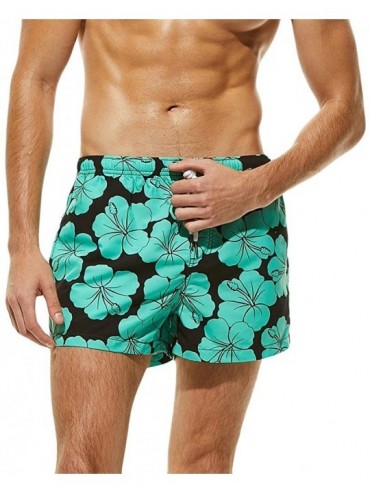 Trunks Mens Fashion Floral Drawstring Swim Trunks Outdoor Elastic Waist Slim Fit Beach Shorts Quick Dry Bathing Suits - Green...