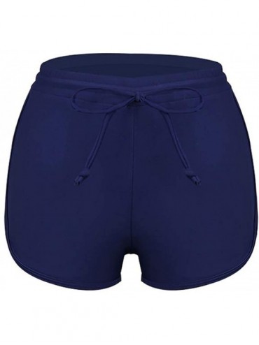 Bottoms Womens Swim Shorts Drawstring Swimsuit Bottoms Elastic Waistband Swim Bottoms - Navy Blue - C2193GG7C60 $14.86
