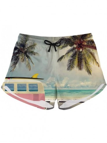 Board Shorts Women Summer Beach Board Shorts with Mesh Lining Swim Trucks - Coconut Tree - CB1944RECD7 $45.42