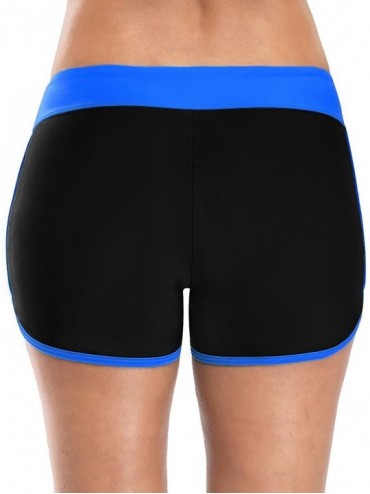 Bottoms Women's Swim Shorts Boyleg Draw String Tankini Swimsuit Bottom - Navy/Blue1 - C018GCOL0DD $19.16