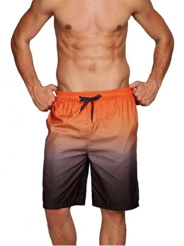 Board Shorts Men's Gradation Color Swim Shorts Trunks Loose Drawstring Swimwear Shorts - Orange - C51904TT464 $40.02