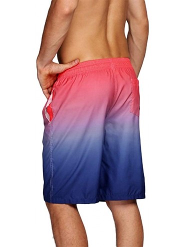 Board Shorts Men's Gradation Color Swim Shorts Trunks Loose Drawstring Swimwear Shorts - Orange - C51904TT464 $20.01