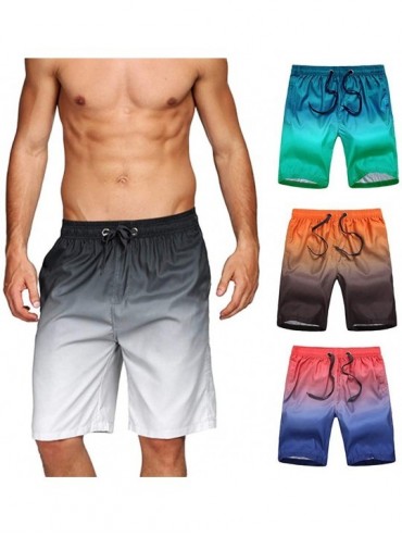 Board Shorts Men's Gradation Color Swim Shorts Trunks Loose Drawstring Swimwear Shorts - Orange - C51904TT464 $20.01