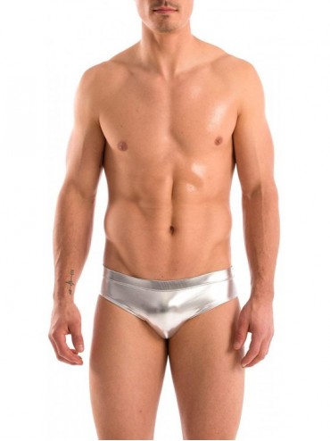 Briefs Mens Hot Body Bikini Swimsuit - Liquid Silver - C4112LLPYEF $14.90