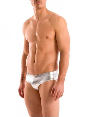Briefs Mens Hot Body Bikini Swimsuit - Liquid Silver - C4112LLPYEF $14.90
