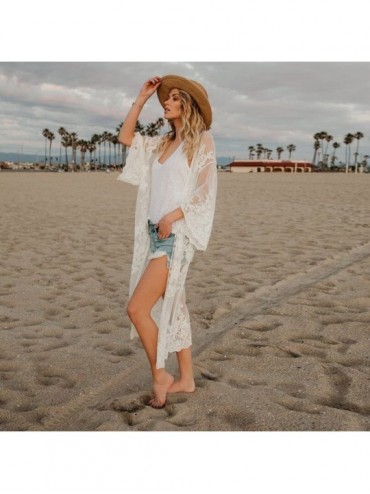 Cover-Ups Women's Kimonos Lace Long Bohemian Shawl Summer Casual Beach Cover Ups Outwear Cardigan for Women Beachwear Smock W...