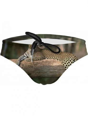 Briefs African Animalsmen'S Bikini Briefs Fashion Quick-Drying Drawstring Closure Swim Trunks - Black - CX19DYX5N55 $53.22