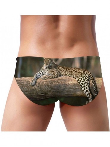 Briefs African Animalsmen'S Bikini Briefs Fashion Quick-Drying Drawstring Closure Swim Trunks - Black - CX19DYX5N55 $32.49