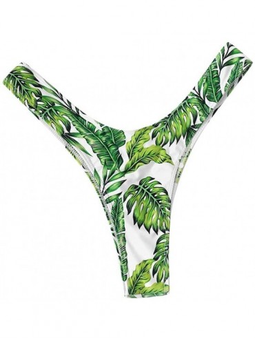 Bottoms Women Brazilian Cheeky Bikini Bottom Side Tie Knot Thong Bathing Swimsuit Beach Solid G-String - G-green - CZ18X83DAG...